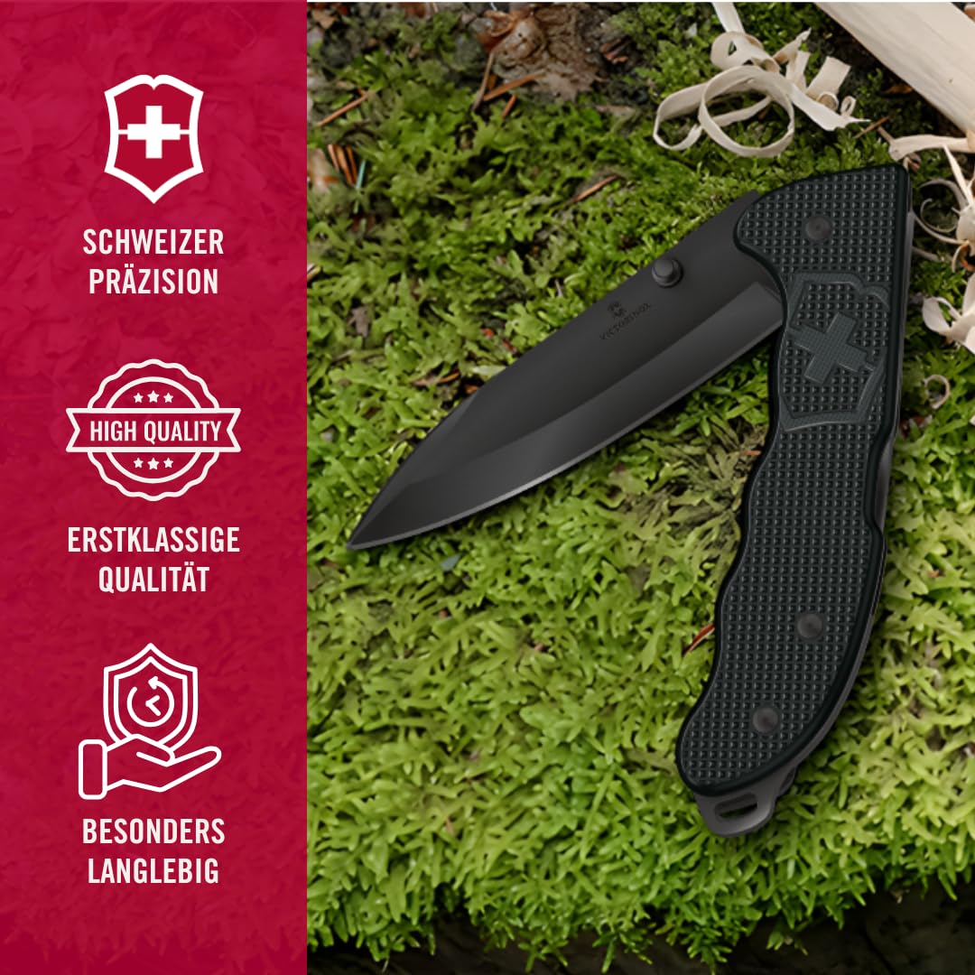 Victorinox Schweizer Taschenmesser Hunter Evoke BS Alox, Klappmesser Outdoor, 4 Funktionen Inkl. 10 cm Klinge und Daumenpin, Schwarz