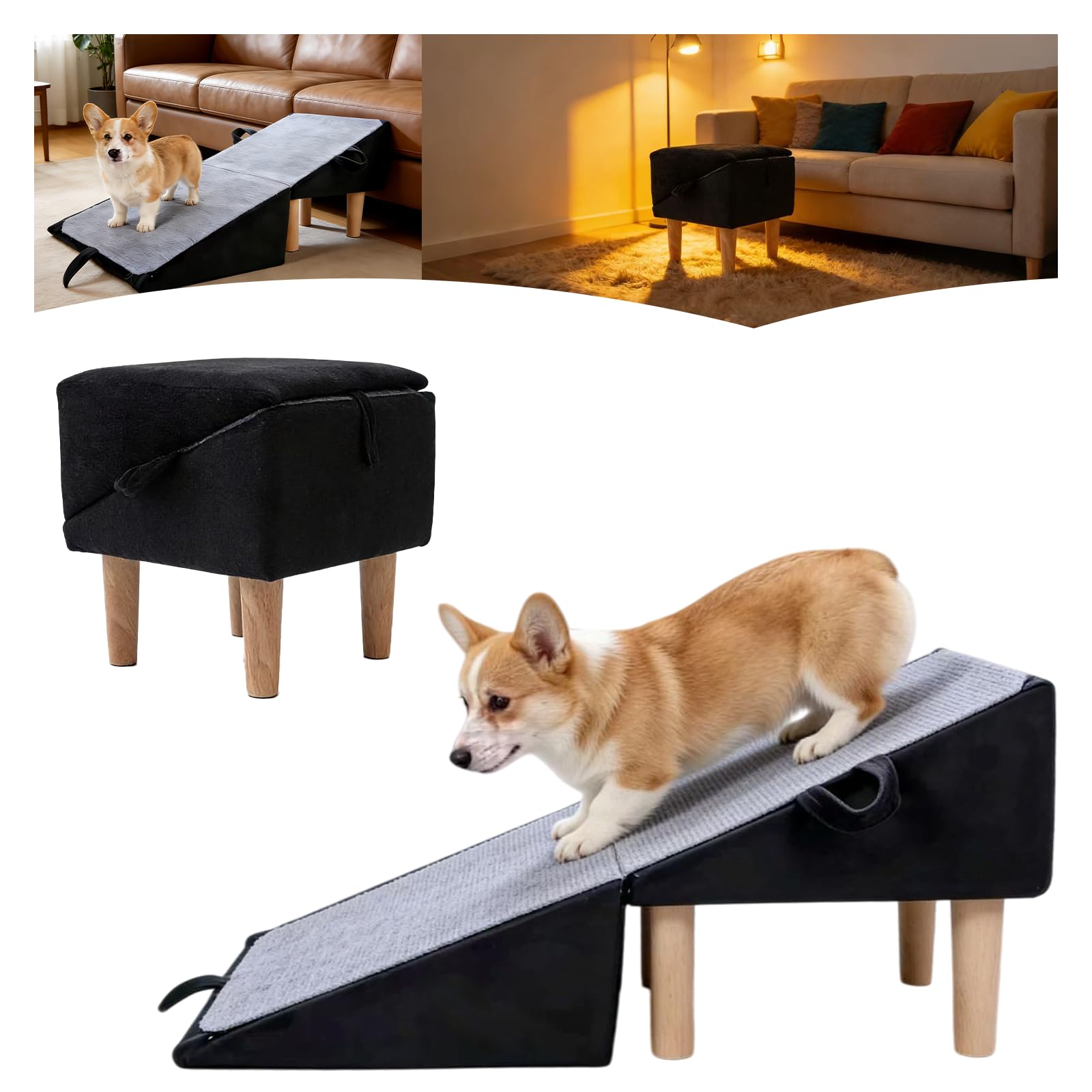 Photo 1 of Nawakol 2-in-1 Foldable Ottoman Dog Ramp - Black