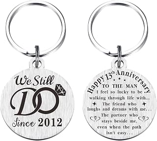 TANWIH 13th Wedding Anniversary Keychain Gifts, 13 Year Anniversary Decoration