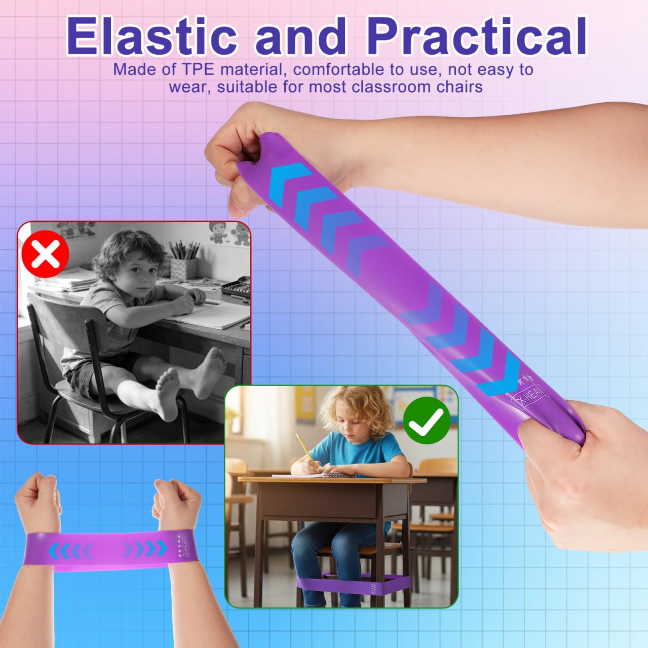 Fasce per Sedia 10 Pezzi in Tpe, Banda Elastica per Gambe | Chair Legs Relaxing Bands, Desk Chair Bands, Multi-use Chair Bands, Desk Bands, Flexible Seating Bands, Festa Scuola Decor
