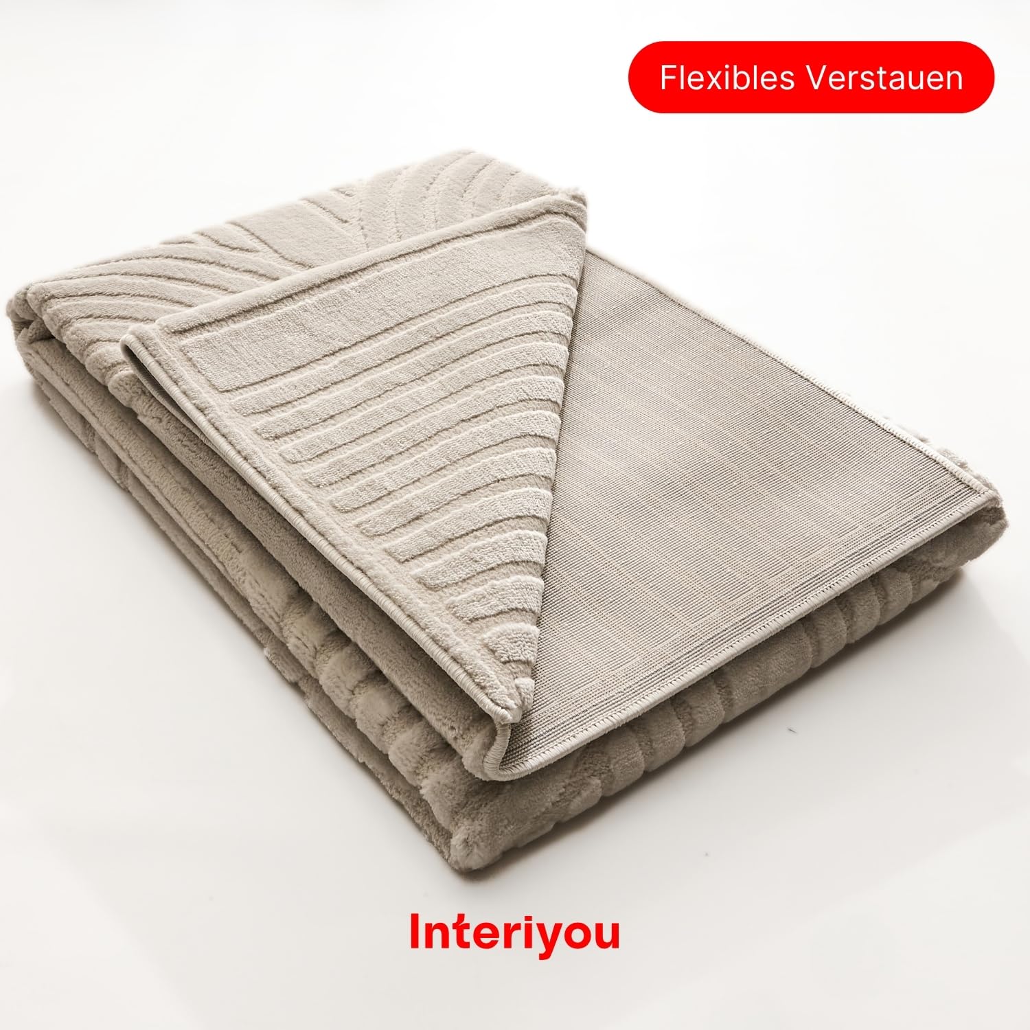 Interiyou Teppich Wohnzimmer Cannes - 240x340 cm Creme - Für Schlafzimmer, Esszimmer, Kinderzimmer - Kurzflorteppich skandinavisches Boho Muster - Hoch-Tief Effekt - Flach mit Geometrischem Muster