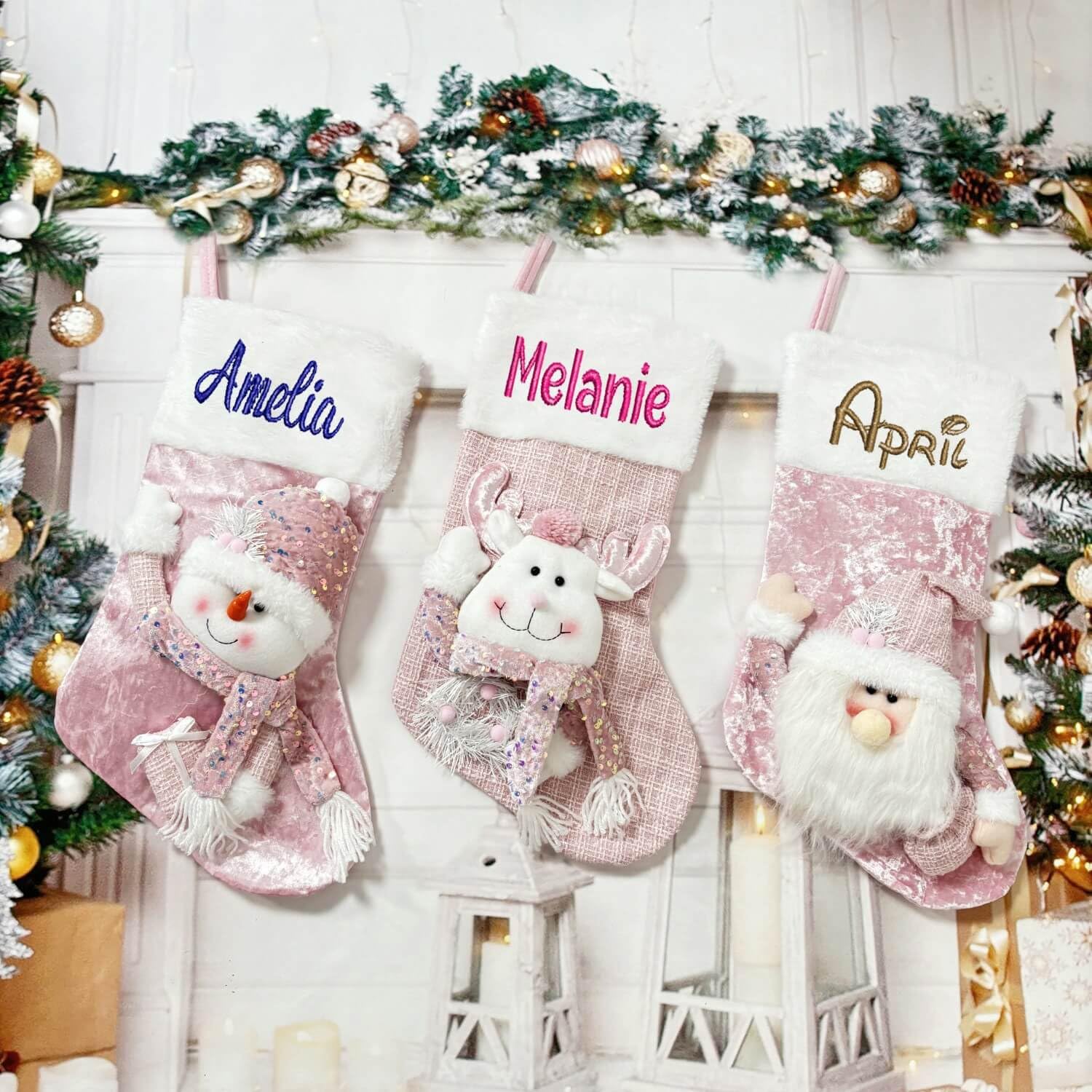 Calze di Natale personalizzate con nome ricamato, 45,7 cm, grandi, lavorate a maglia, per bambini e famiglia, per feste in famiglia (una per ogni stile)