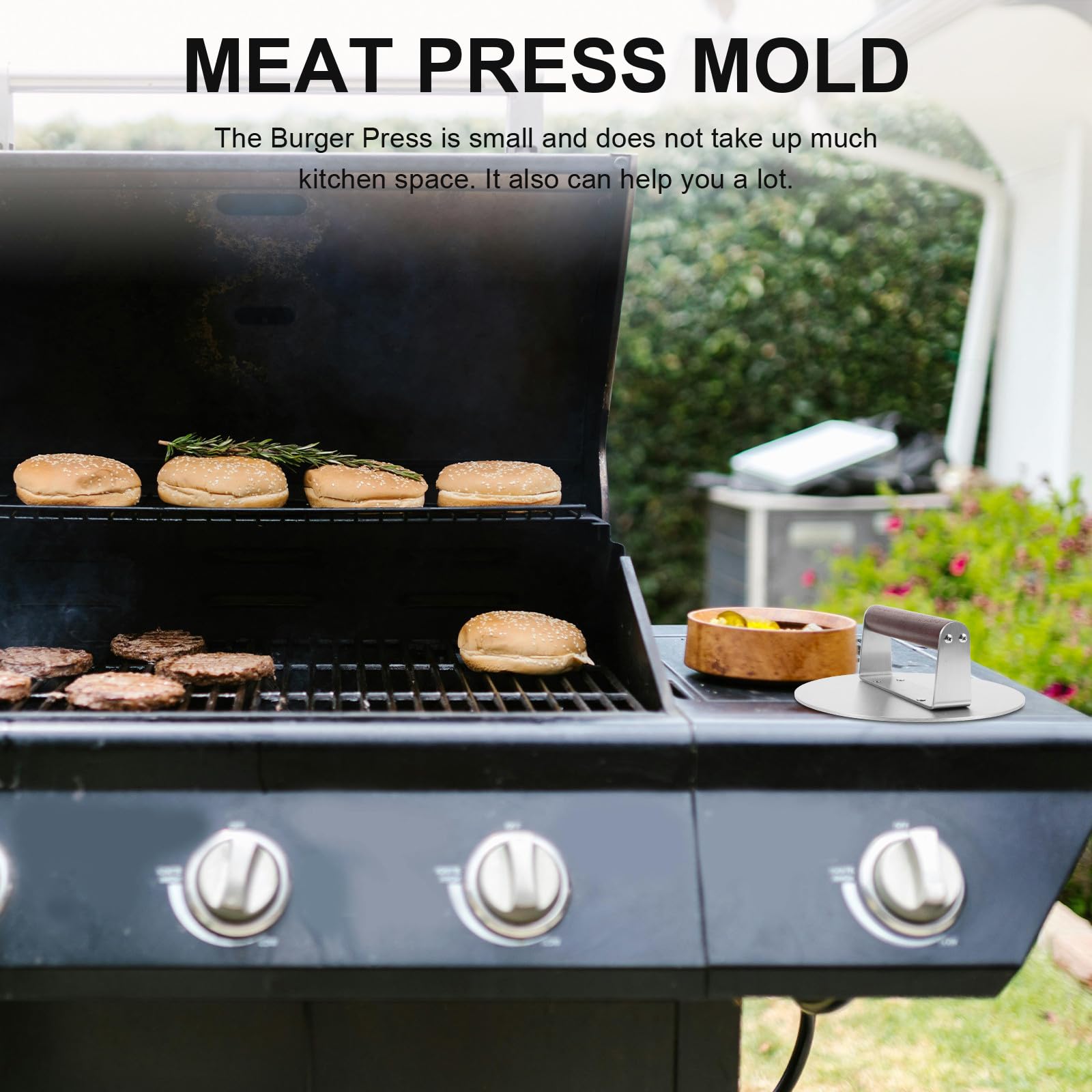 VALICLUD Prensa y Acero Moldear Hamburguesas para Inoxidable Madera