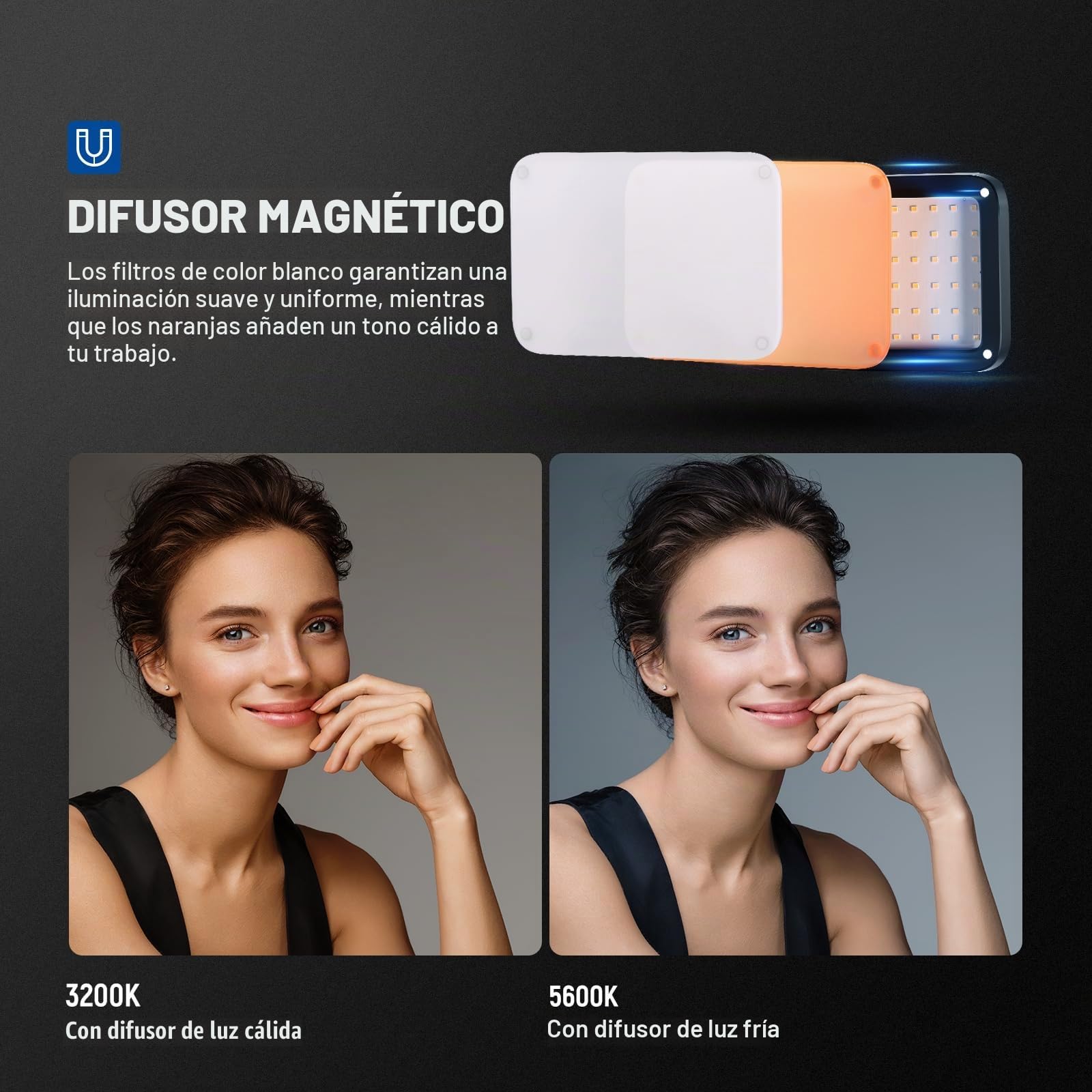 NEEWER Basics 2Pack Panel Video LED Escritorio, Kit Videoconferencias Foco Luz con Trípode y Filtros para Móvil Cámara Web Portátil Zoom Llamadas Maquillaje Grabación Selfies, Bicolor Regulable, BP66