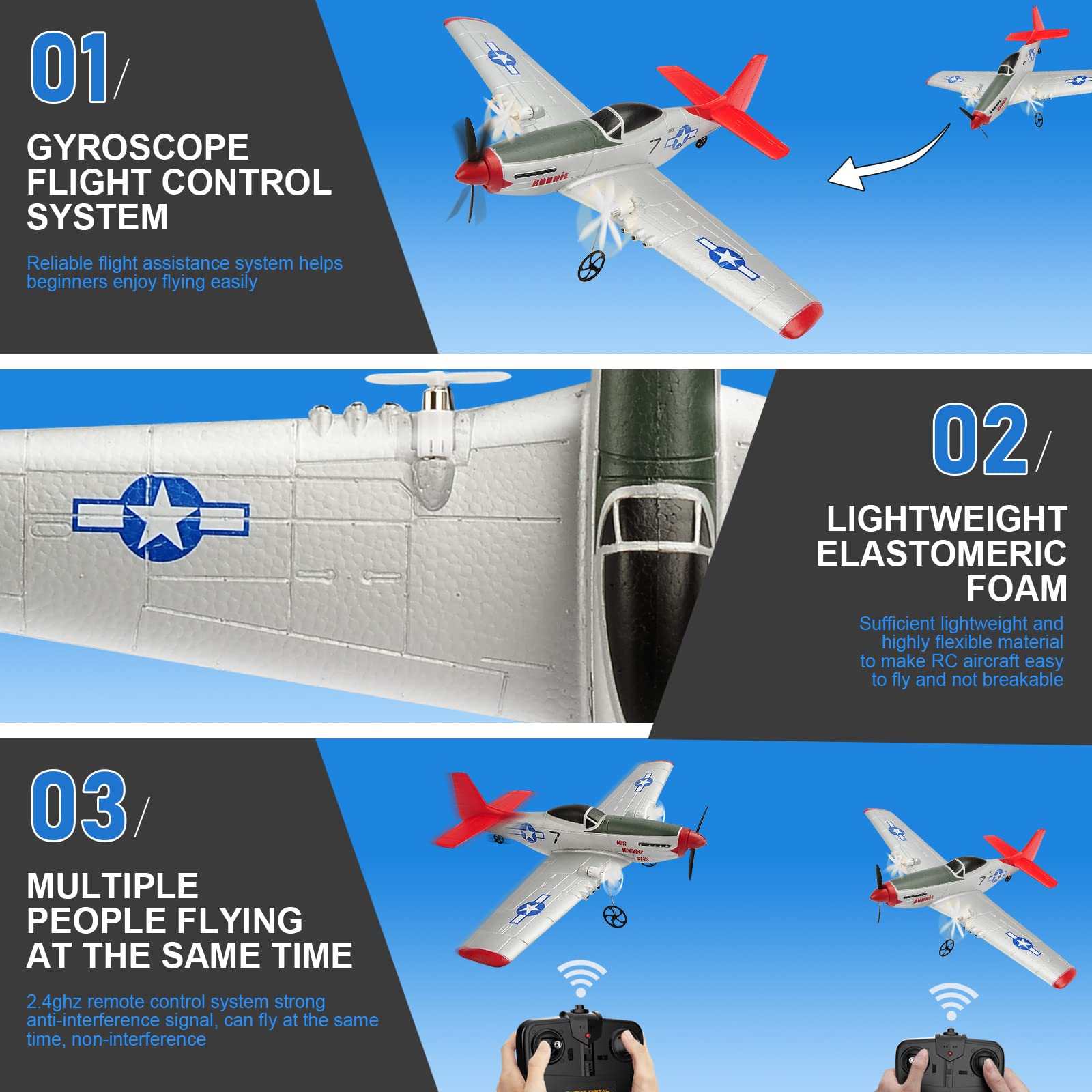 Buy P51 Mustang RC Plane, 2 Channel 6axis Gyro Remote Control