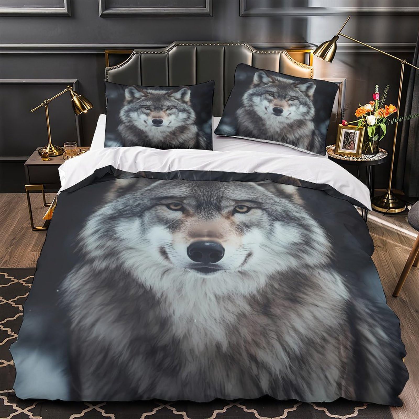 Housse de couette loup hypoallergénique ultra douce contre les allergies