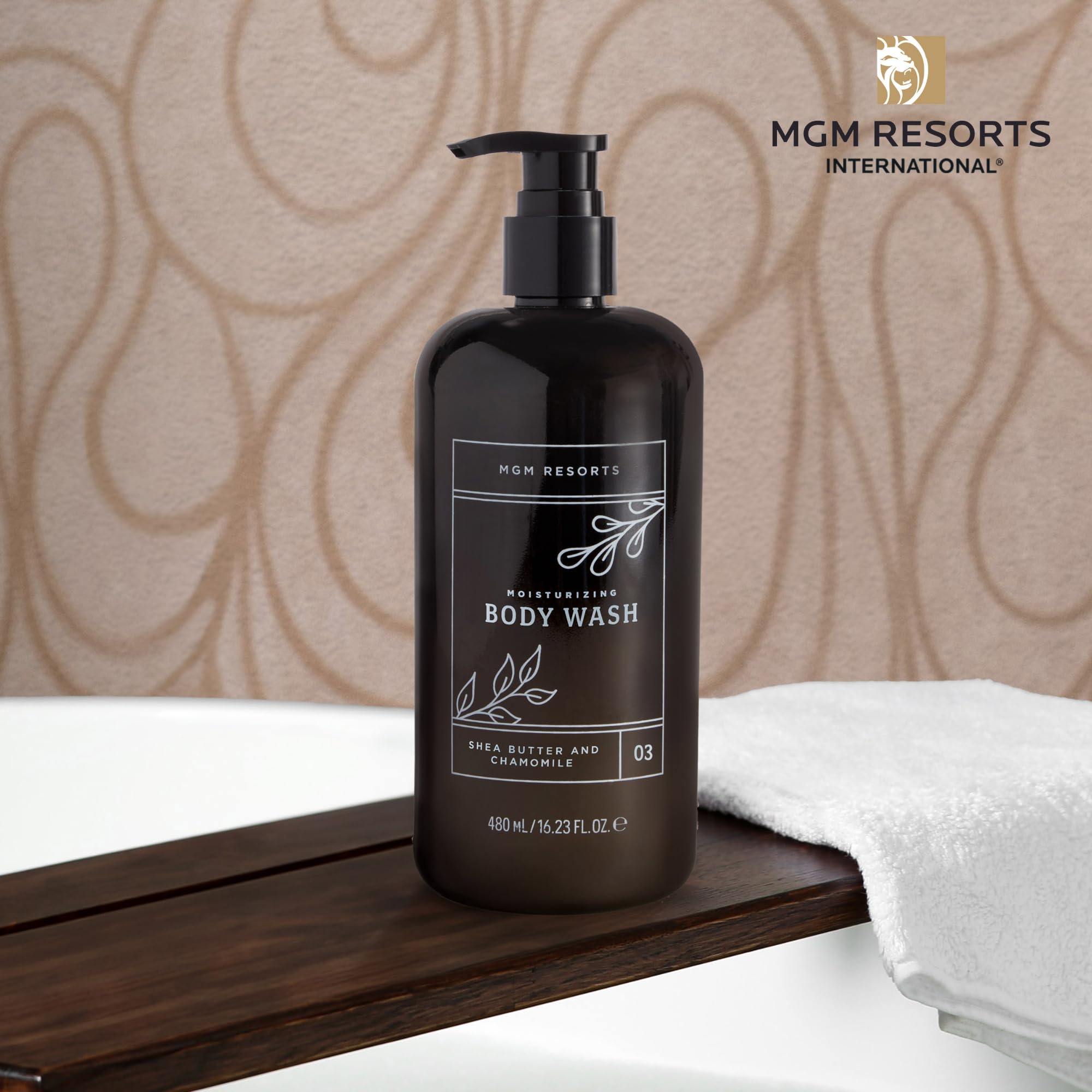 MGM Resorts Body Wash - Shea Butter & Chamomile - Scent of Fig, Cranberry & Bergamot - Hotel Body Wash - 16.23 oz