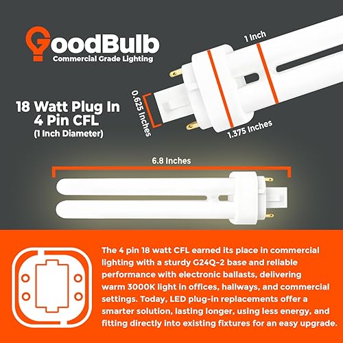 Miniatura 49 de GoodBulb - Focos CFL PL, paquete de 10 unidades 3500K