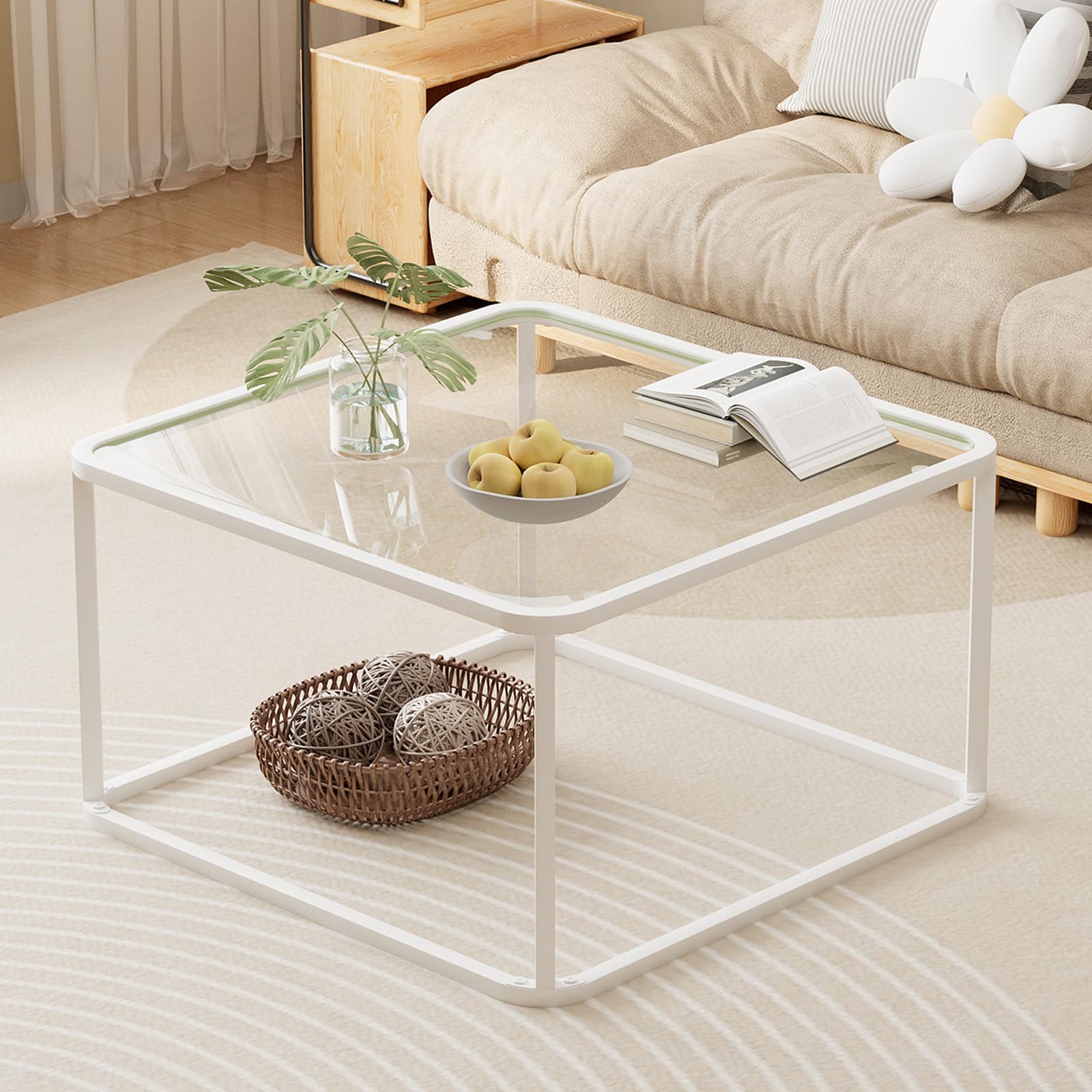Coffee Table Glass, Square Tables, Modern Center Table for Living Room | Glass