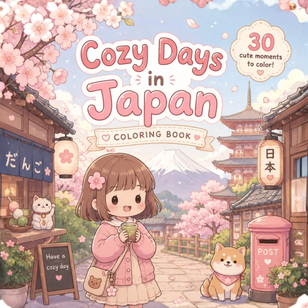 Cozy Days In Japan: 30 Cute Japanese Daily Life Coloring Pages