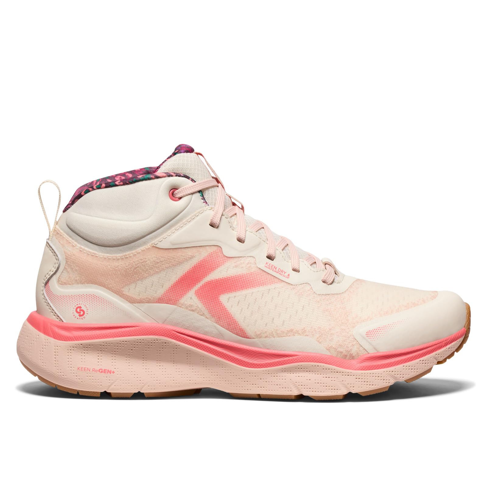 KEEN Women's Leiki Waterproof Hiking Boots, Birch/Cameo Rose, 7.5