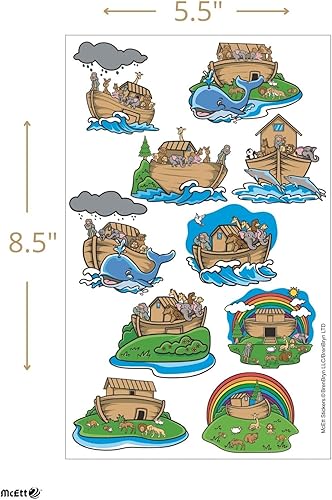 Miniatura 5 de McEtt Hojas de calcomanías del Arca de Noé, lindas calcomanías de historia bíblica de animales del arca de Noé para niños pequeños y estudiantes,