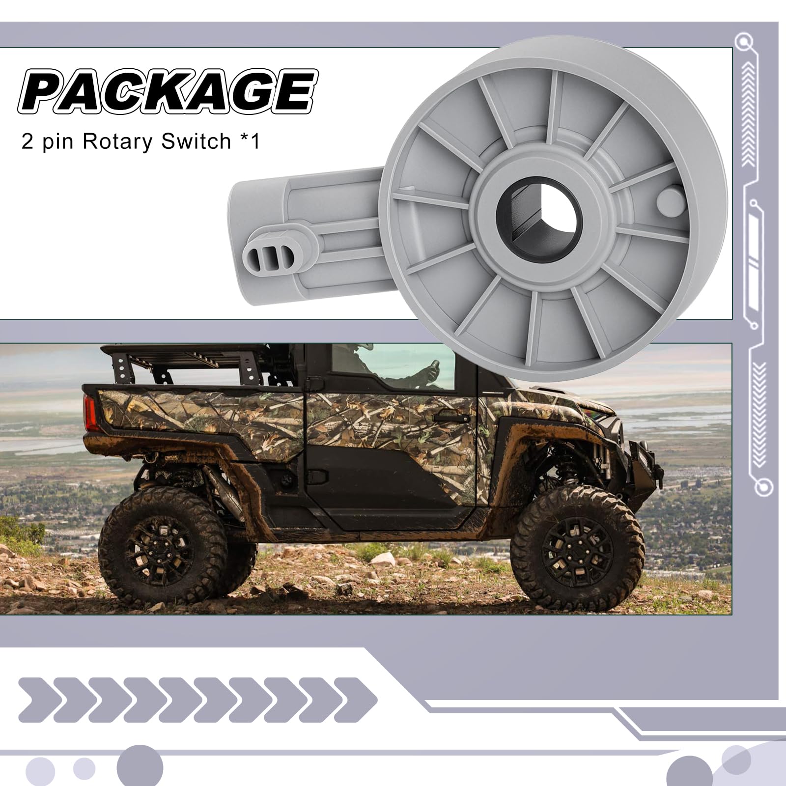 Gear Position Rotary Switch For Polaris Ranger/RZR/General - 2 Pin Replacement 7662299
