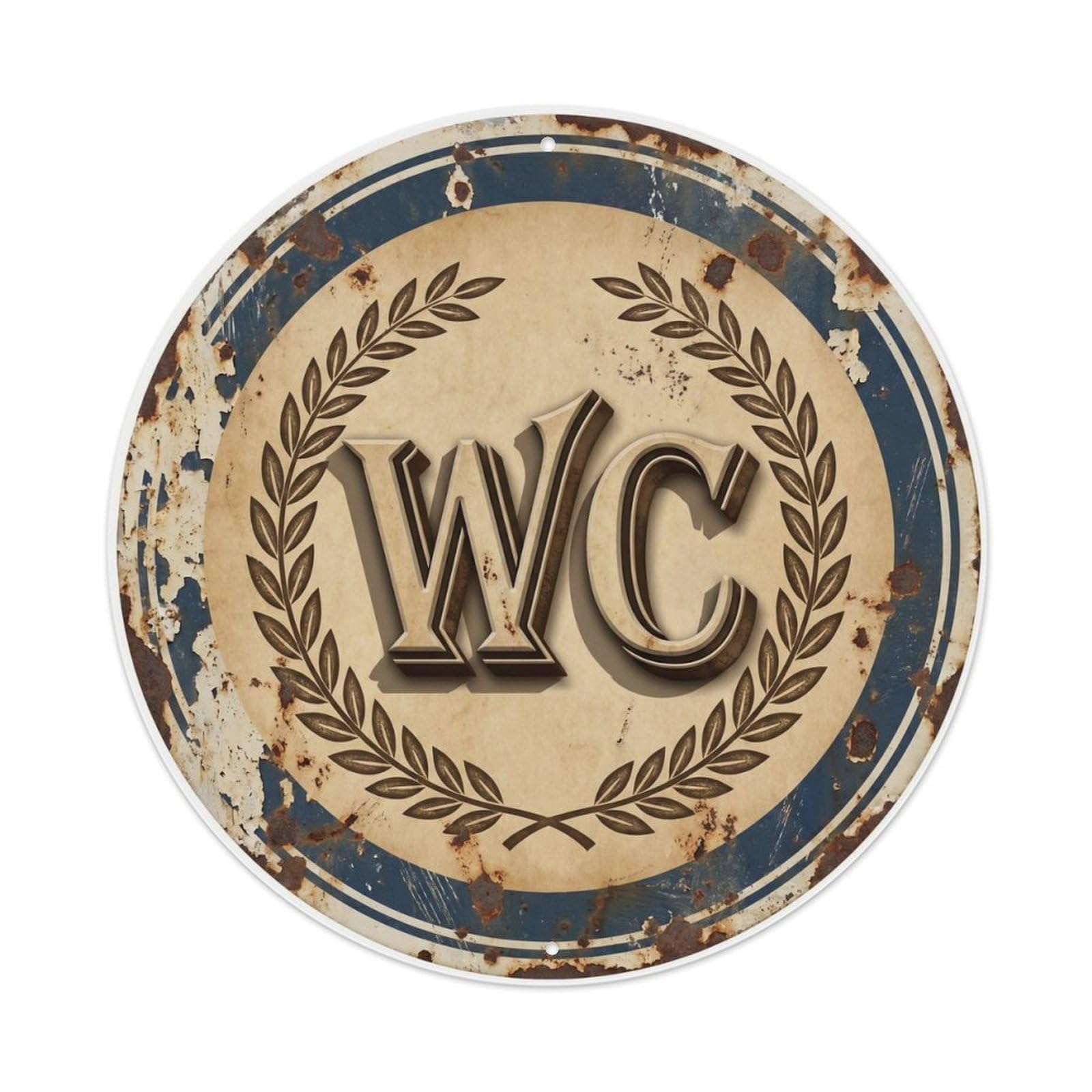 Toilet （WC） Antique Shield Metal Tin Sign Plaque Wall Decor for Cafe, Club Bar, Office, Home Garden Round Metal Poster 8x8Inch