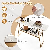 Vista 5 de Giantex Mesa consola con estante de almacenamiento, mesa de entrada de 44 pulgadas, mesa de sofá larga y estrecha con marco de metal dorado, tablero