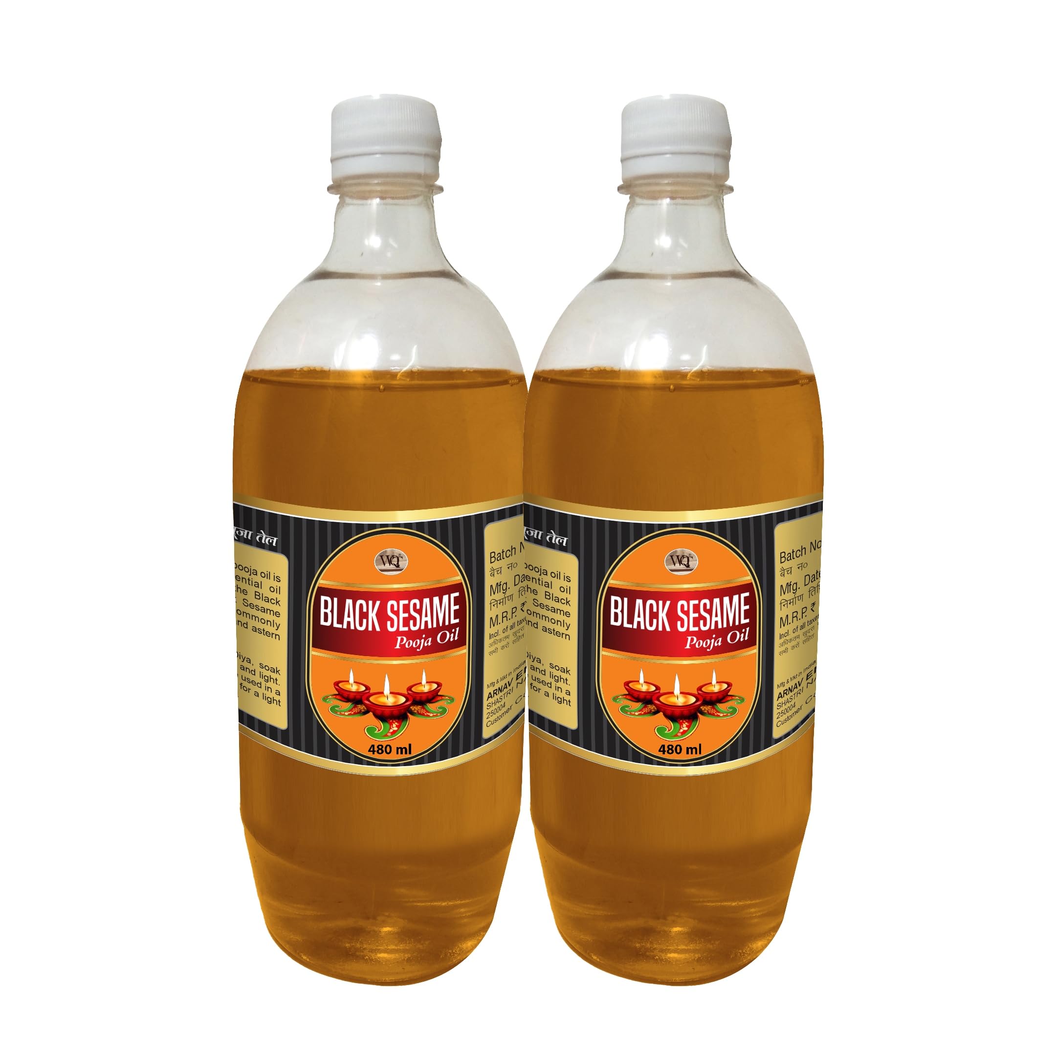 WQT - Black Sesame (Kala Til) Pooja Oil 480 ML (Pack of 2) for Diya and Religious Ceremonies Special for Poojan and Akhand Jyot, Havan Pooja-image-45