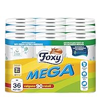 Foxy Mega | Carta igienica 36 rotoli| 480 strappi| Decorata |100% Energia elettrica