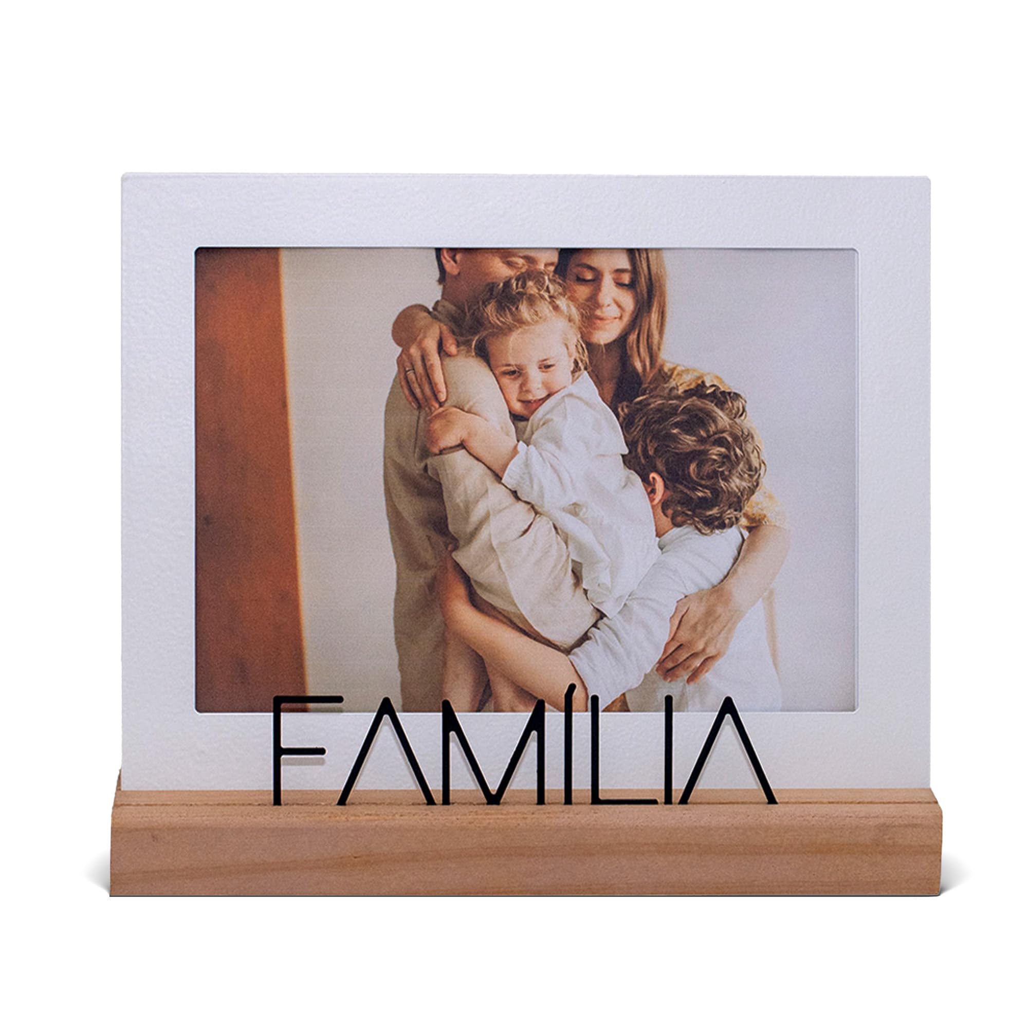Geguton – Porta-Retrato Família 15x21cm – Aço e Madeira Natural – Ideal para Presentear e
