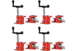 FLK Tech 4 Pack 3/4" Wood Gluing Pipe Clamps for Woodworking and Home Improvement