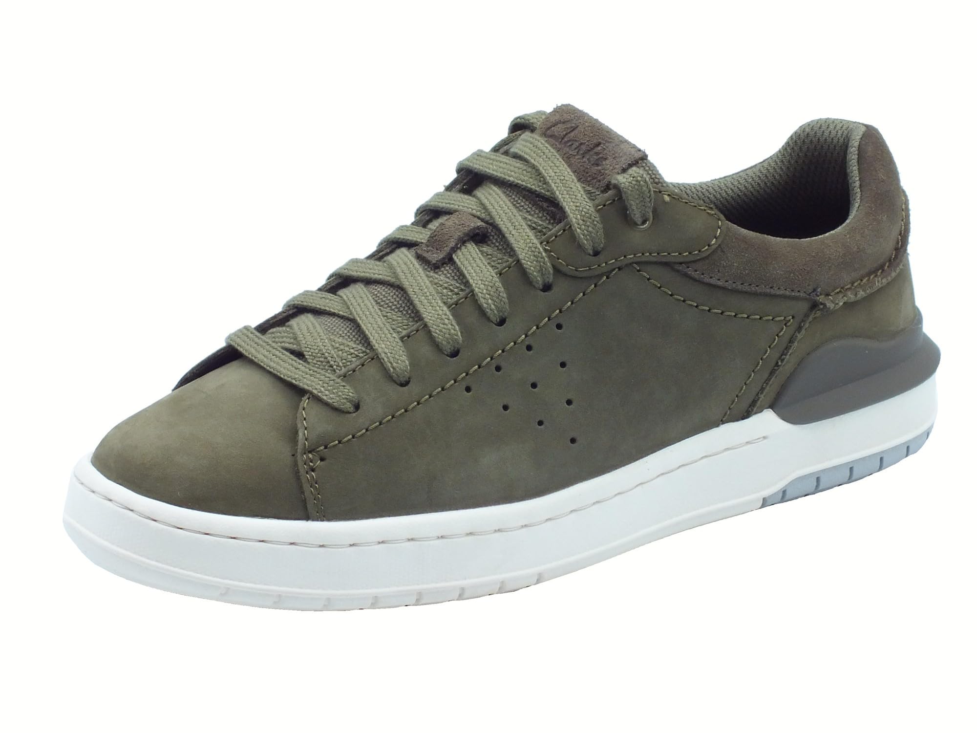 Clarks Men's Courtlite2 Run Sneaker, Olive Nubuck, 6 UK