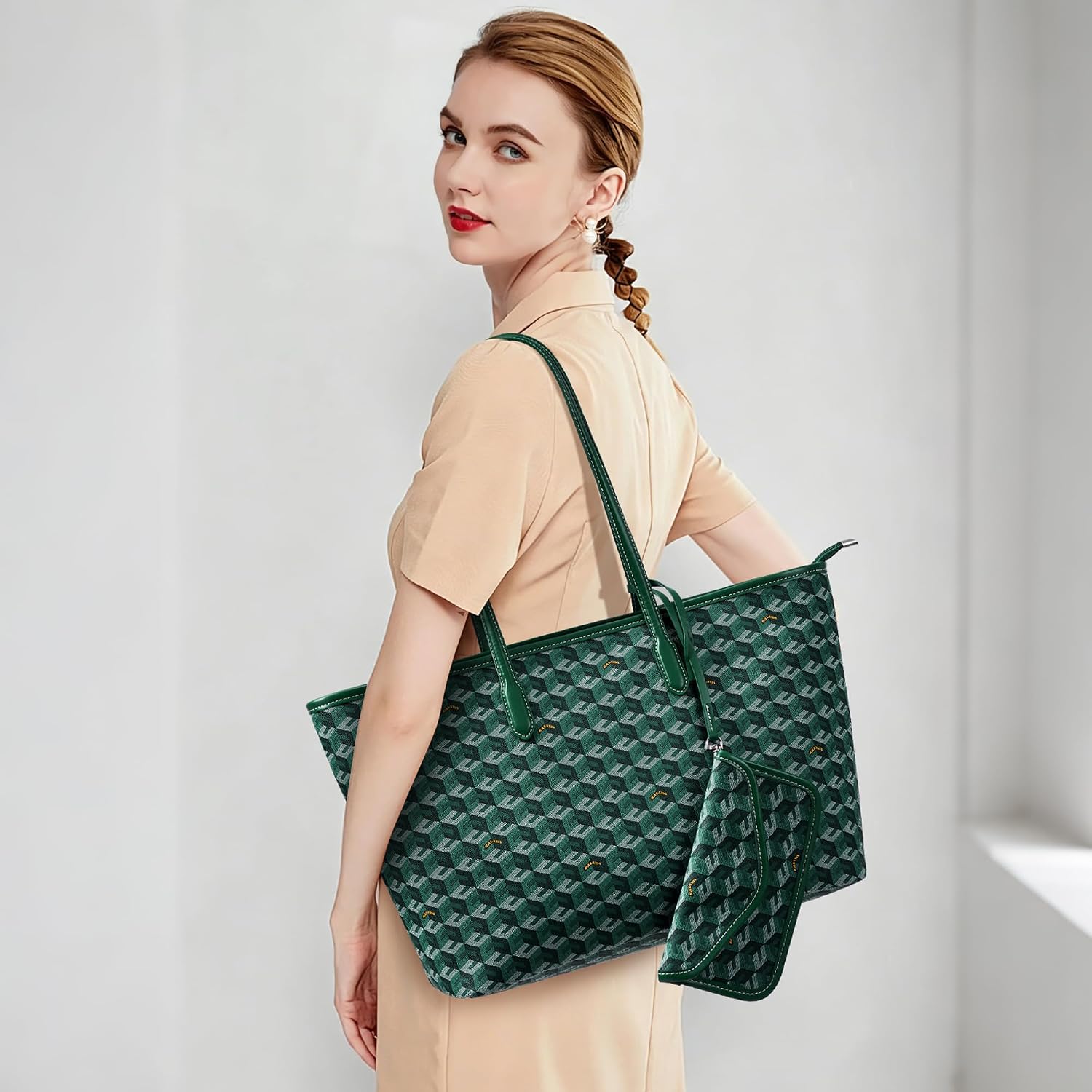 KALIDI 3D Cube Tote Bag Cubic Garden Monogram Print Leather Women Weekender Bag Shopper Handbags Purses with Top Handle