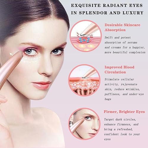 Miniatura 5 de Vowleike Varita de levantamiento de ojos, 3 en 1 vibrante 98F a 113F LCD masajeador de ojos para ojos secos, ojeras e hinchazón, herramienta de