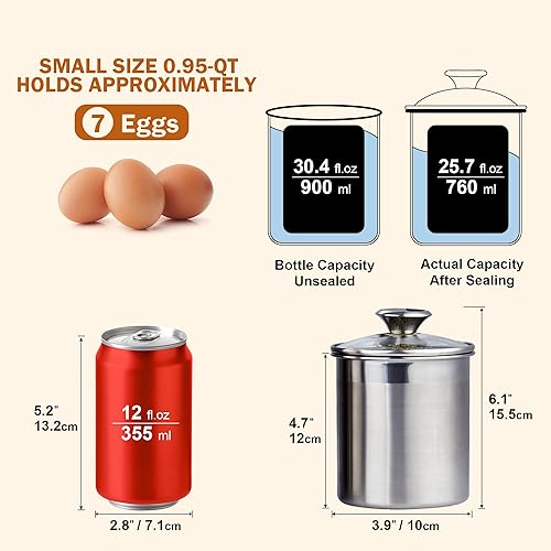 Vista 2 de Cooks Standard Juego de recipientes de almacenamiento de acero inoxidable para alimentos, tamaño mediano, 4 piezas, 0.95qt/1.6qt/2.5qt/3.5qt