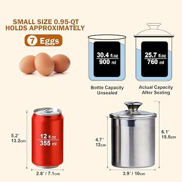 Cooks Standard Classic Stainless Steel Food Jar Storage Canister Set Medium, Airtight Containers with Glass Lid for Tea Coffee Sugar Flour Pantry Kitchen Counter, 4-Piece