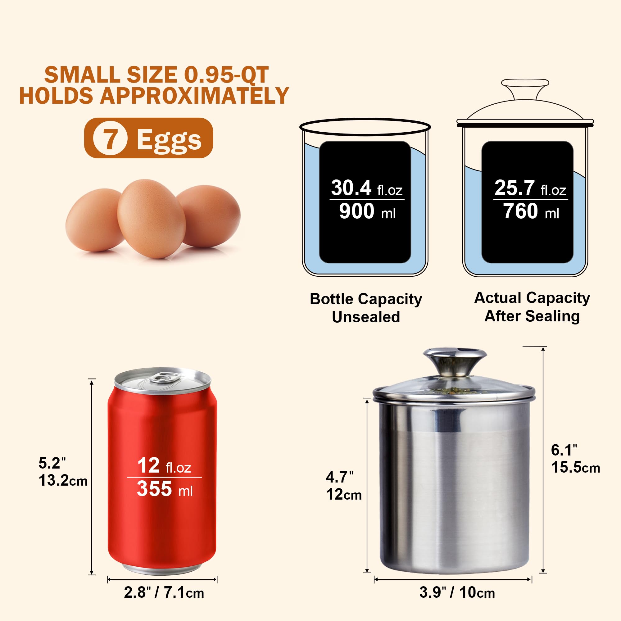 Cooks Standard Vorratsdosen-Set aus Edelstahl, mittelgroß, 4-teilig, 0,95 qt/1,6 qt/2,5 qt/3,5 qt, luftdichte Behälter mit Glasdeckel für Tee, Kaffee, Zucker, Mehl