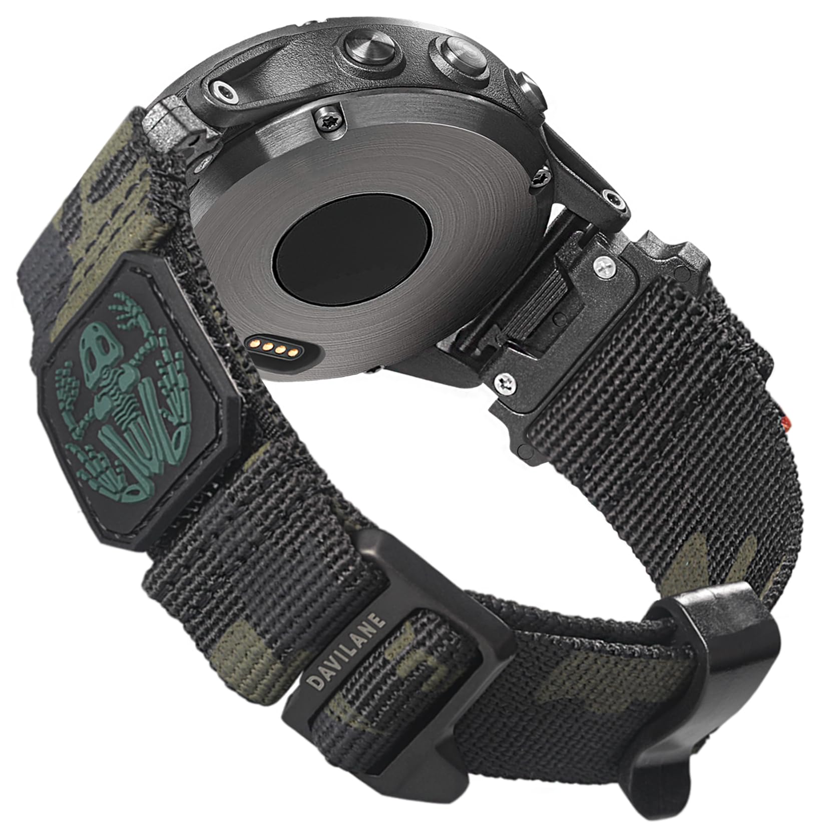 26mm Military Nylon Watch Band Compatible with Garmin Fenix 8 AMOLED/8 Solar 51mm/7X/6X/3/Enduro/Instinct 3 AMOLED/3 Solar 50 mm,Rugged Camo Sport Watch Strap with Pattern for Hiking Camping for Men