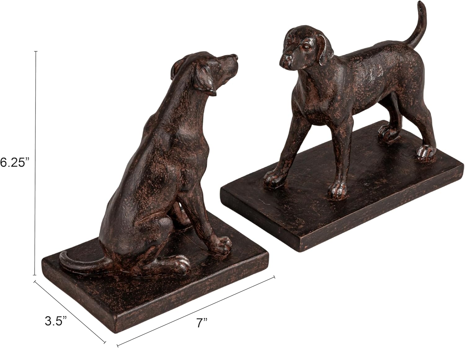 Creative Co-Op 2-Piece Resin Dog Bookends, Black