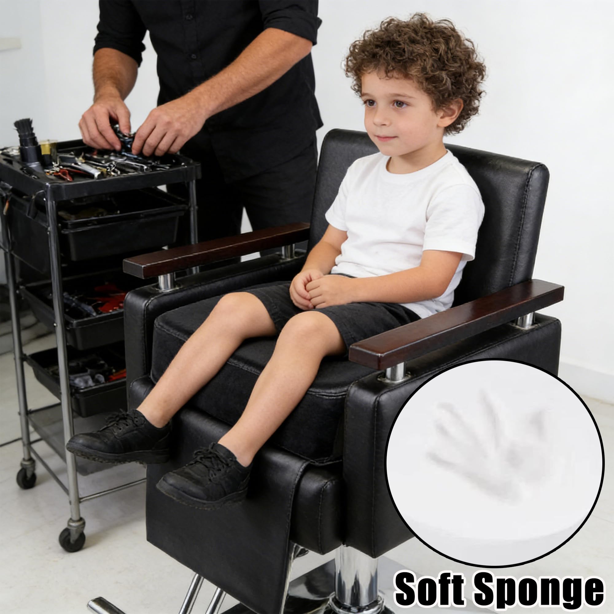Asiento elevador de salón para corte de pelo de niños, poliuretano impermeable, equipo de spa de belleza, silla de peluquería para salón, restaurante, hogar, 37 x 28 x 15 cm
