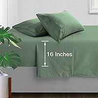 Vista 4 de Manyshofu - Juego de sábanas de microfibra con bolsillo profundo para cama individual - Sábanas y fundas de almohada de lujo de hotel de 1800 hilos