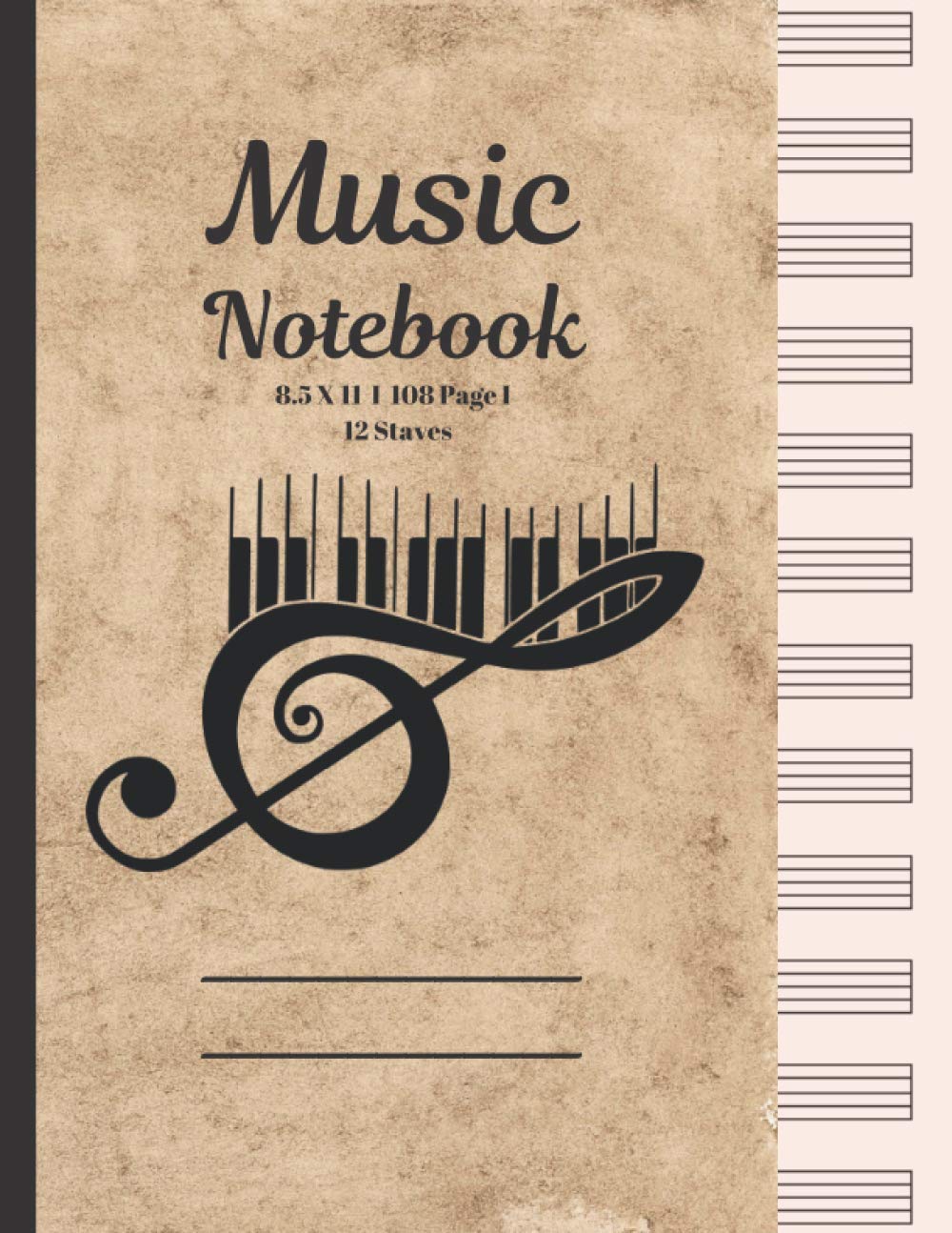 Music Notebook: 12 Stave Blank Sheet Music Composition Manuscript Staff Paper Notebook For Musicians & Composers I Perfect For Note Writing & Music ... Musicians, Music Producers, Music Students I