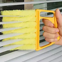 Mini ferramenta de limpeza para persianas, espanador portátil de microfibra com mangas reutilizáveis, escova de limpeza fácil para carro e casa - amarelo
