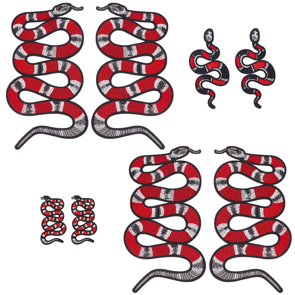 Écussons brodés serpent rouge et noir pour personnaliser vos vestes en jean et t-shirts vintage