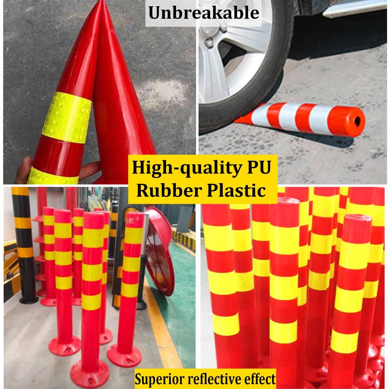 Conos de Seguridad, Poste de Bolardo de Seguridad de Plástico, Pila de Tráfico, Cono de Tráfico Reflectivo para Entradas de Autos, para Advertencias Viales en Parques(18x70cm)