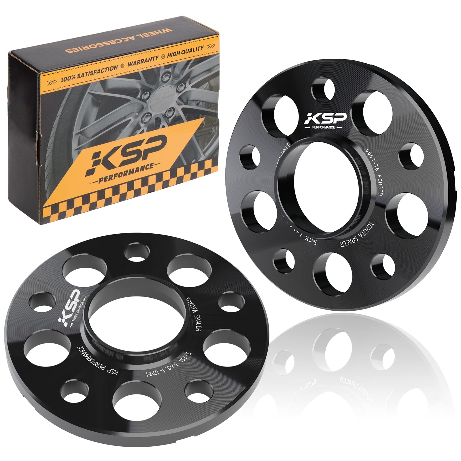 KSP 12mm Wheel Spacers 5x114.3 Compatible with Lexus TC XB ES300 GS300 IS250 LS400 RC300 Camry Highlander Tacoma, 1/2" 5x4.5 Hubcentric Wheel Adapters with Hub Bore 60.1mm, Forged Rim Black 2PCS