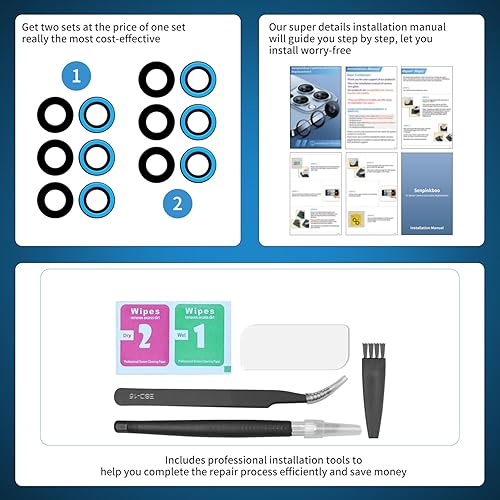 Miniatura 4 de Paquete de 2 lentes de repuesto para cámara trasera para Samsung Galaxy S22/S22 Plus con adhesivo preinstalado, incluye juego de herramientas de