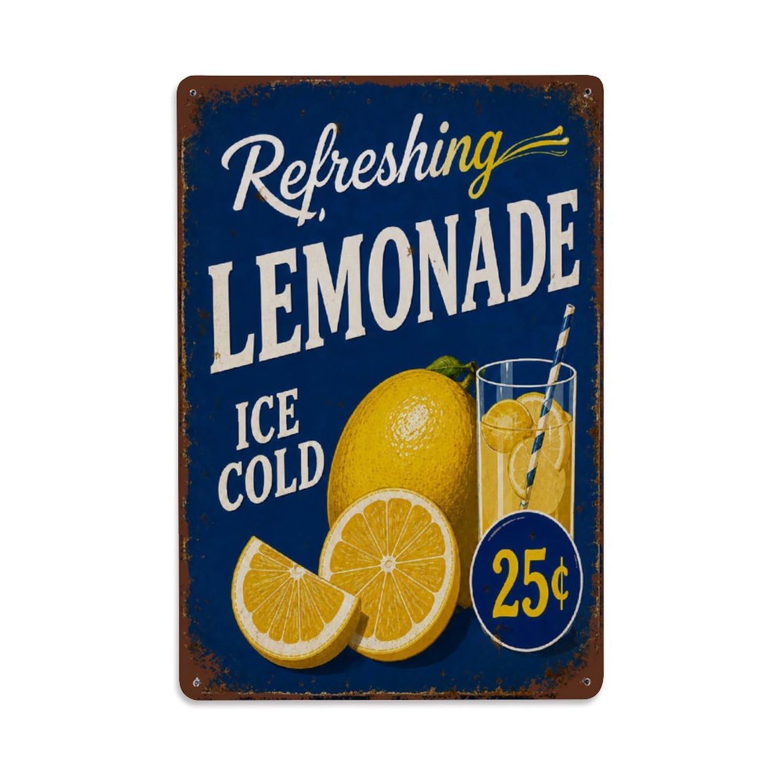 Vintage Refreshing Lemonade Vintage Aluminium Metal Sign, Retro Wall Decor for Home, Bar, Garage & Farmhouse 30x20cm