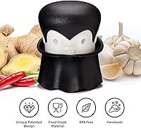 Vista 2 de OTOTO Gracula Garlic Crusher, Garlic Mincer, Also for Ginger, Nuts, Chili, Herbs - Twist Top Mincer & Easy Squeeze Manual Press Peeler, Goth Gifts