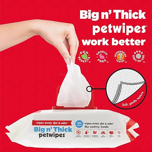 Miniatura 4 de Petkin Toallitas para mascotas para perros y gatos, 200 toallitas grandes  Elimina la suciedad y el olor como lavarse las manos  Limpia orejas,