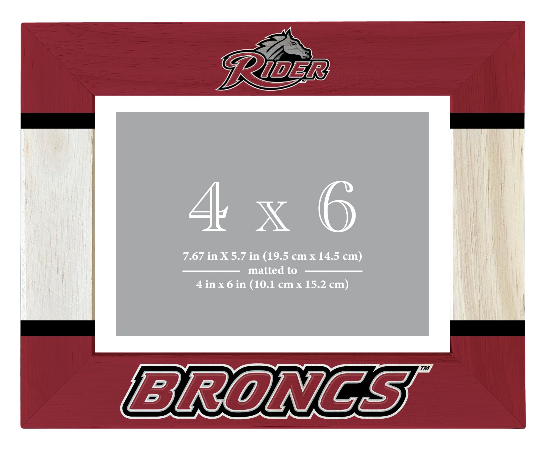 R and R Imports Rider University Broncs Wooden Photo Frame Printed Design Matted to 4 x 6 Inch Officially Licensed Collegiate Product