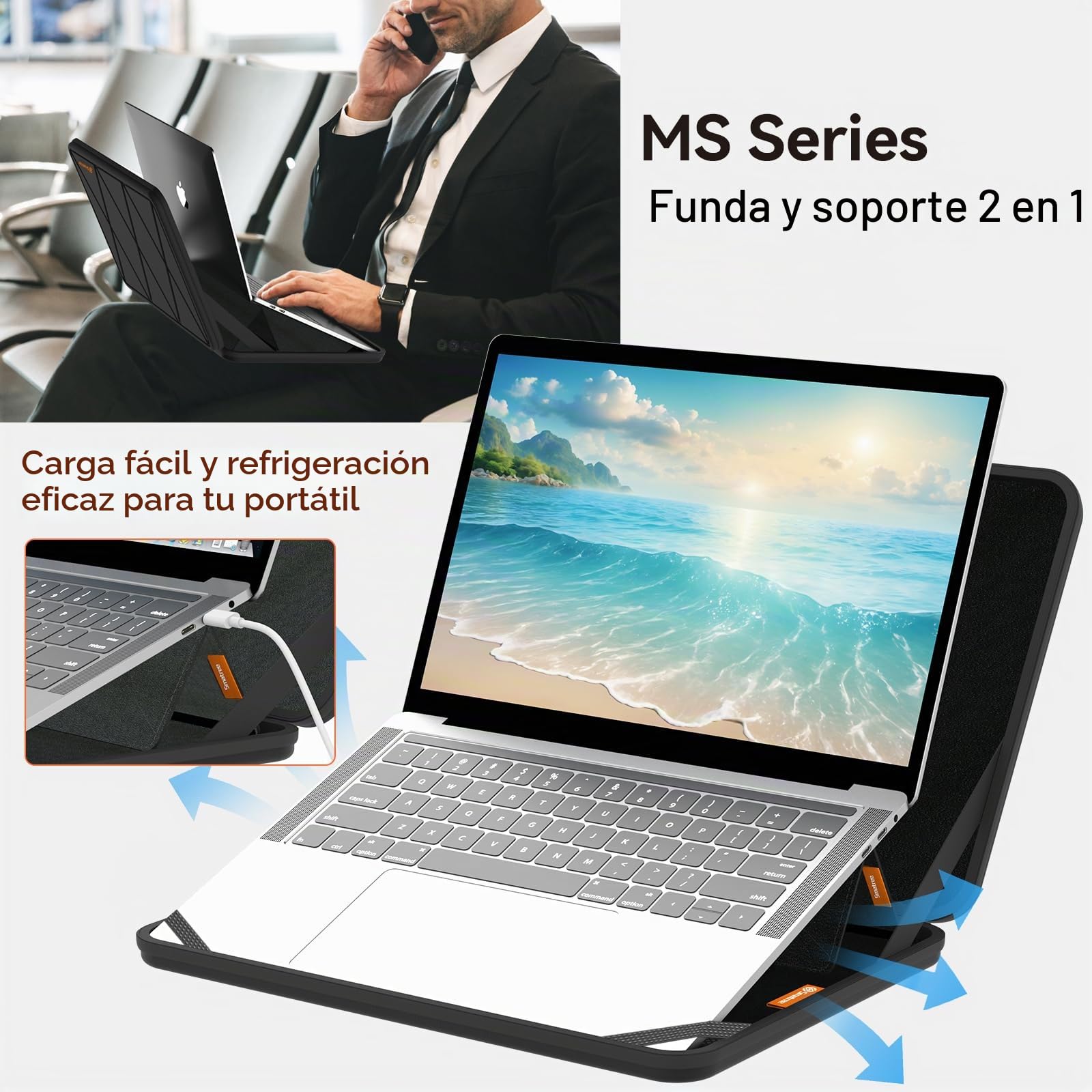 Smatree Funda rígida de EVA para portátil MS89T con Soporte Compatible para 16 Pulgadas Samsung Galaxy Book5/4/3 Pro,Samsung GalaxyBook4/5/3 Pro 360,Galaxy Book4 Edge/Book4 Ultra/Book3 Ultra Funda
