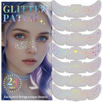24pcs Glitter Freckles Makeup Patches-Holographic-Face Glitter Speckles