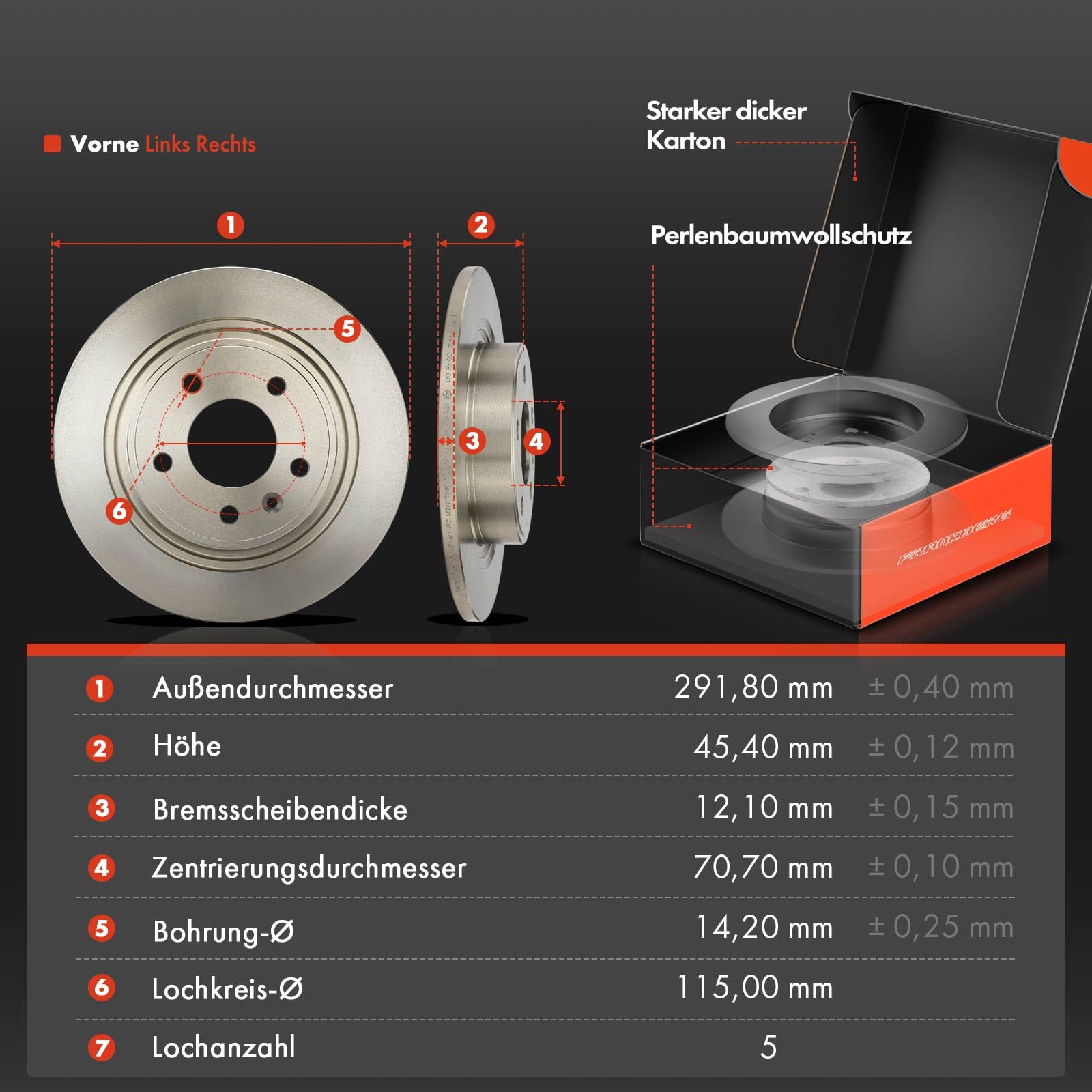 Frankberg 2x Disques De Frein 4x Plaquettes De Frein Essieu Avant Pour