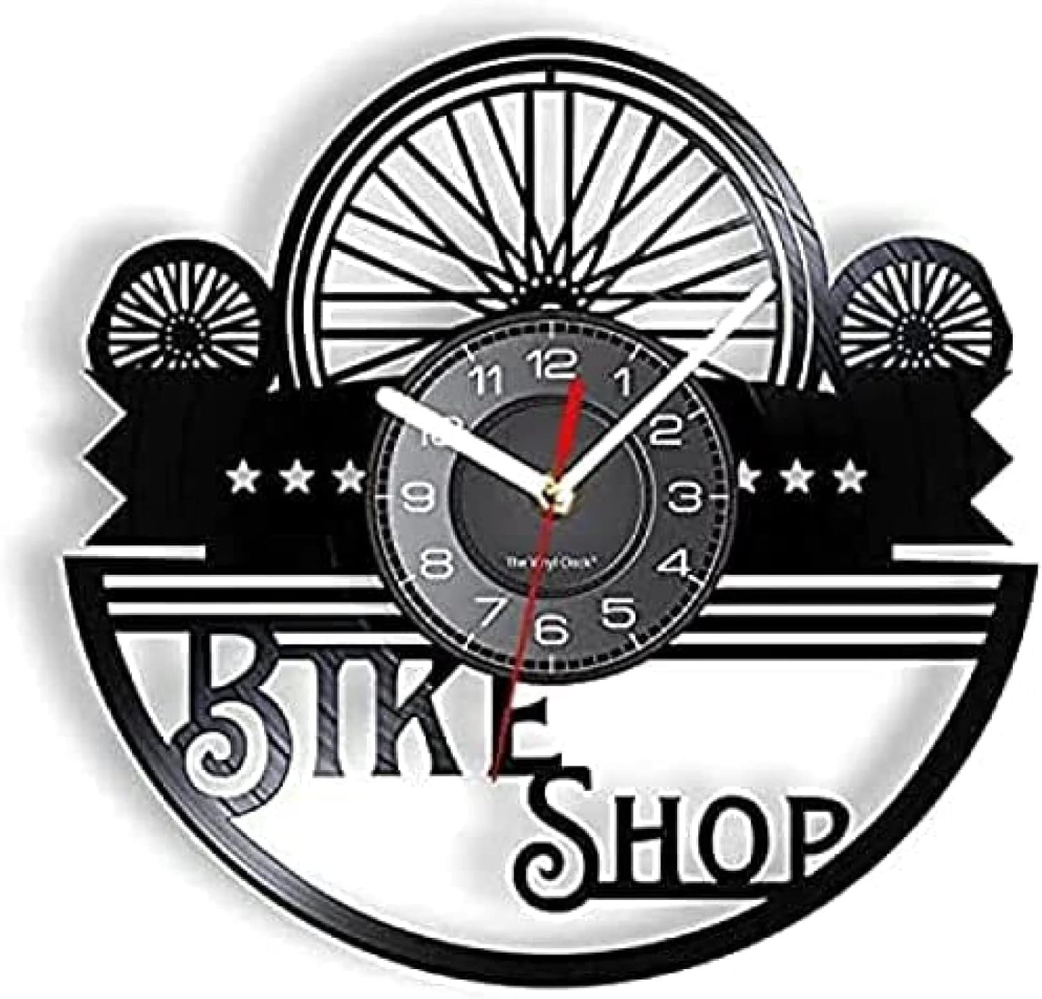 Wall Clock Bike Shop Sign Vinyl Record Wall Clock Wheel