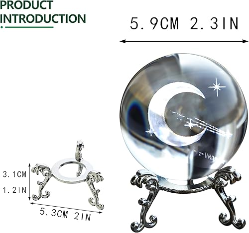 Miniatura 10 de 2.362in 3D láser luna y elfos bola de cristal pisapapeles de cristal figura decoración del hogar artesanía con soporte de metal