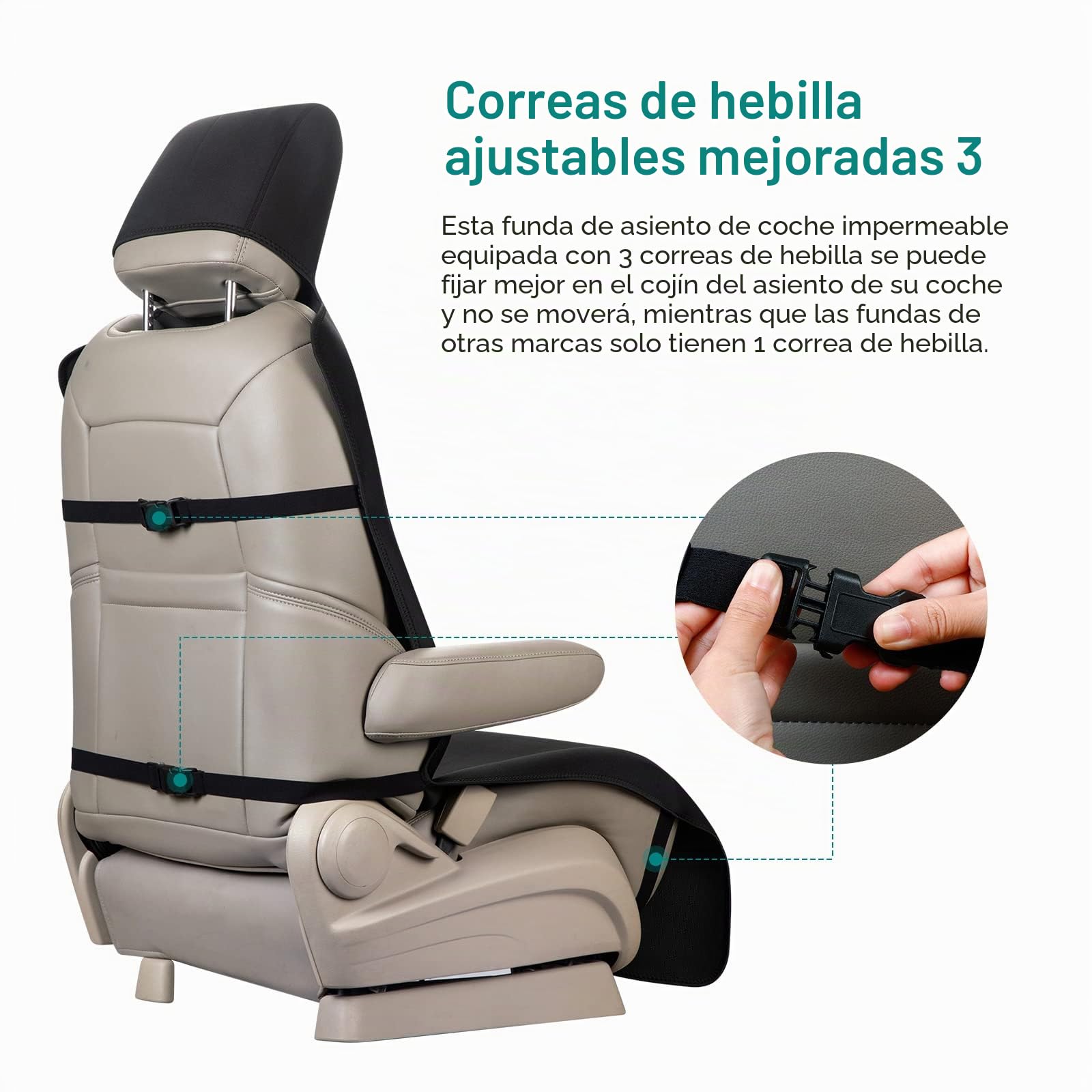 1PC Funda Protectora Asiento Coche Extensión Ampliación para Perros y niños, Neopreno Protector Asiento Coche Impermeable con 3 Correas de Hebilla y Bolsillo pequeño, para camión SUV