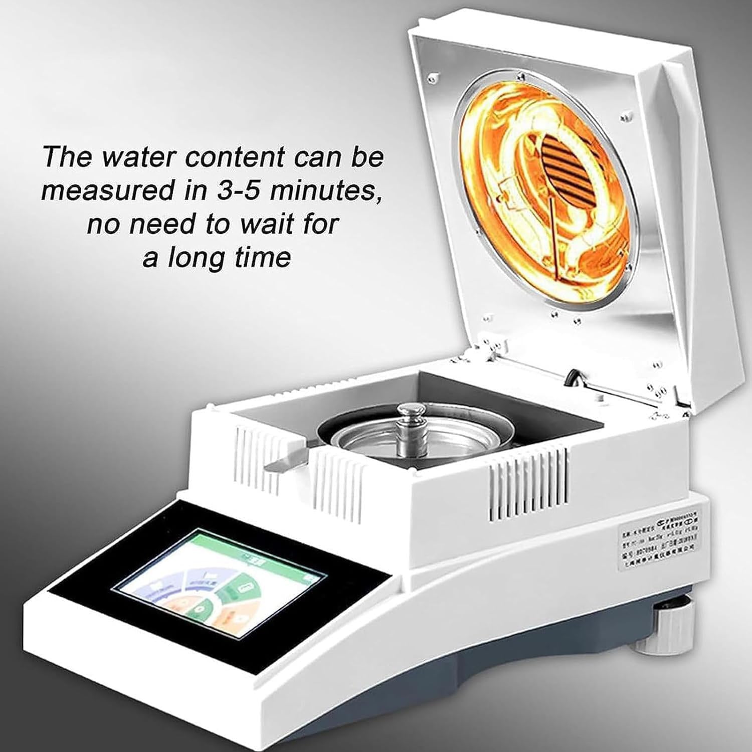 LQQYJSM Lab Halogen Moisture Analyzer,Moisture Analyzer Tester, 0.01% Readability Lab Moisture Balances for Lab Test Analysis, 5-inch Touch Screen, 50/100g Capacity,50g/5mg